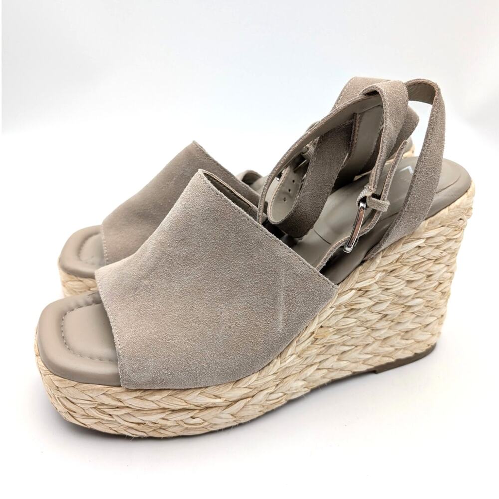 Marc Fisher LTD Nelly Wedge Espadrilles Sandal Women's Gray Size US11M EU41.5